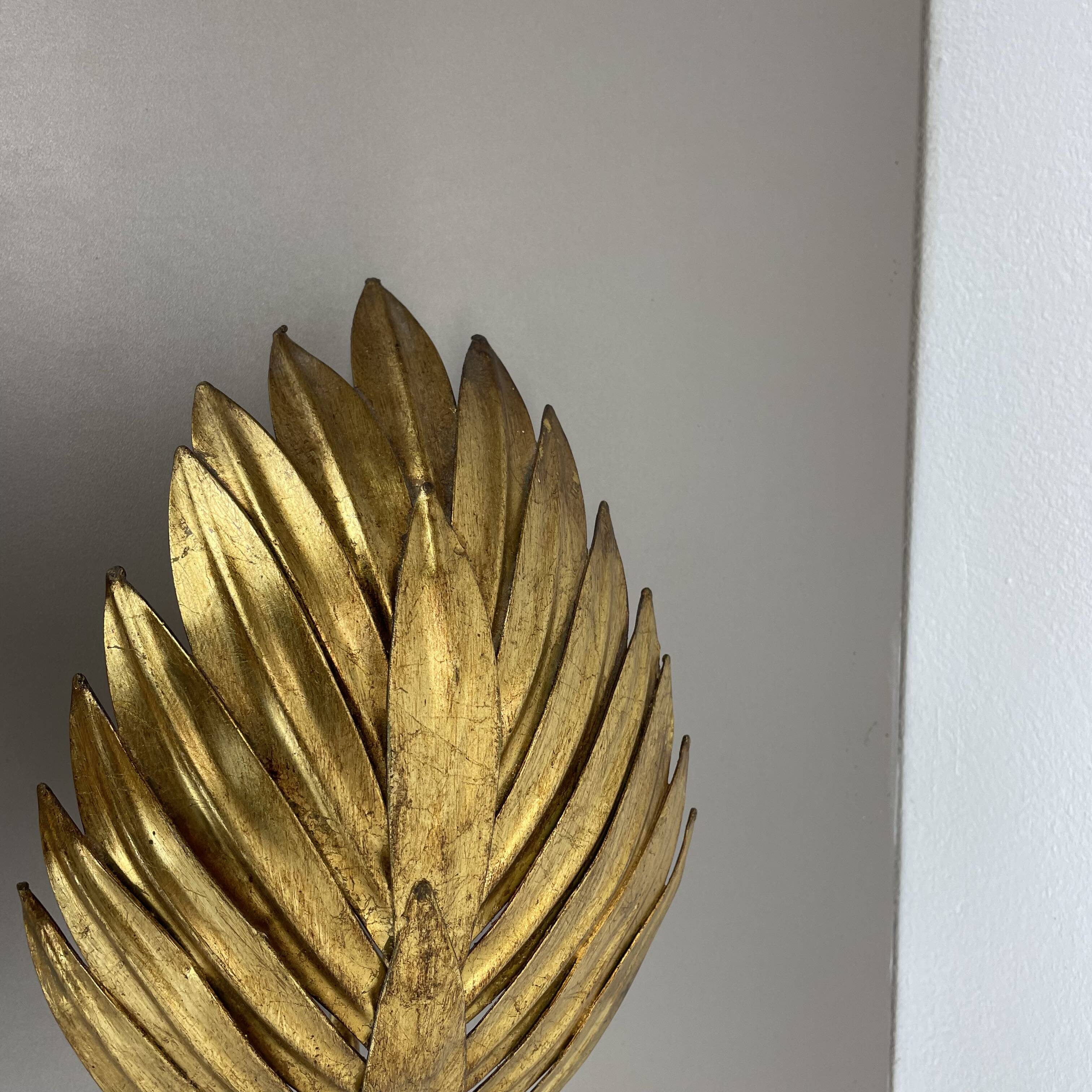 Set of 2 hans kögl style golden florentiner leaf wall light sconces, italy, 1980