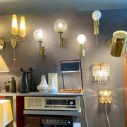 Vintage brass and glass wall lights, 1960s Doria Leuchten