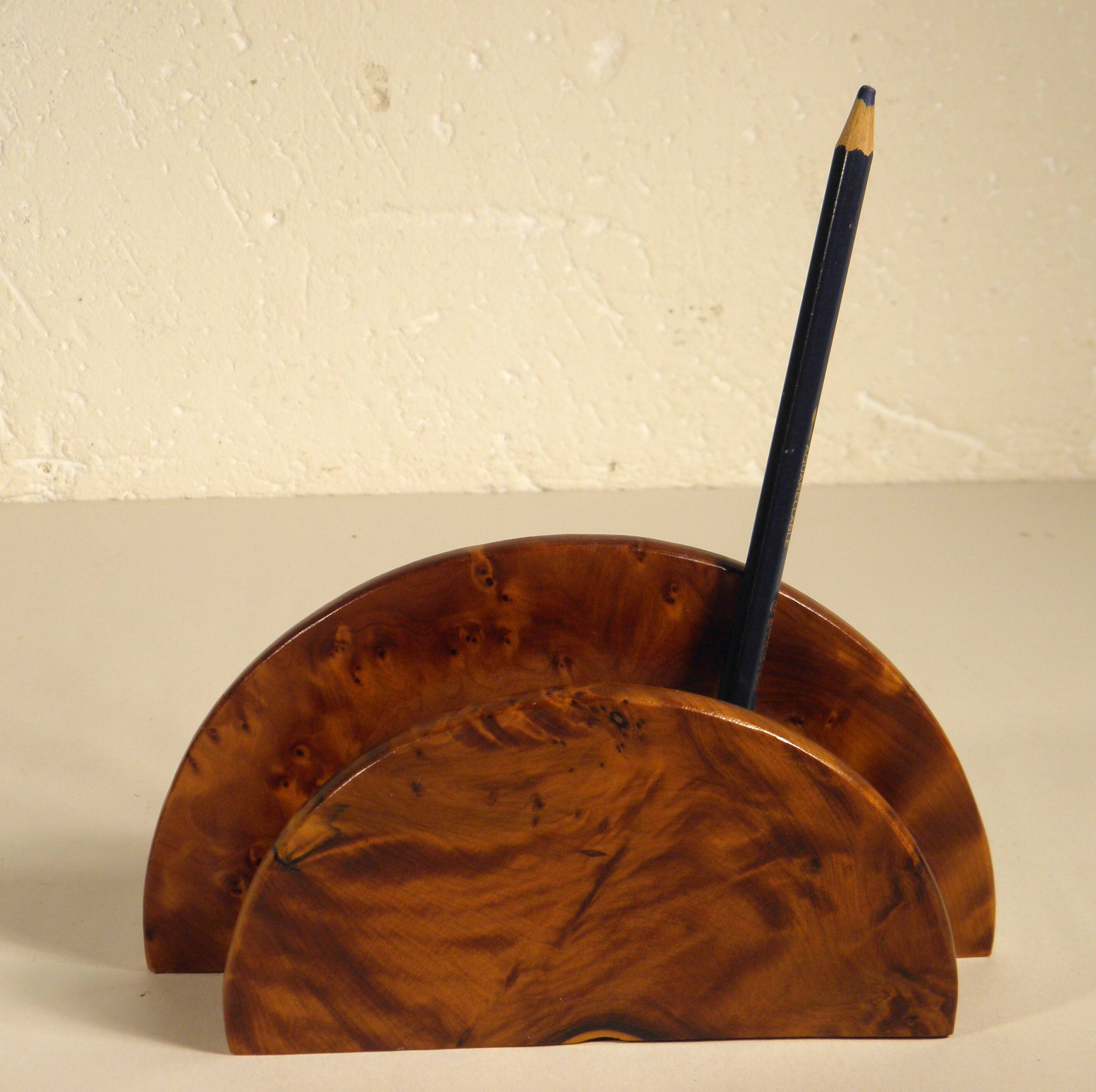 Thuja burl pencil holder