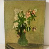 Oil on canvas vase of flowers