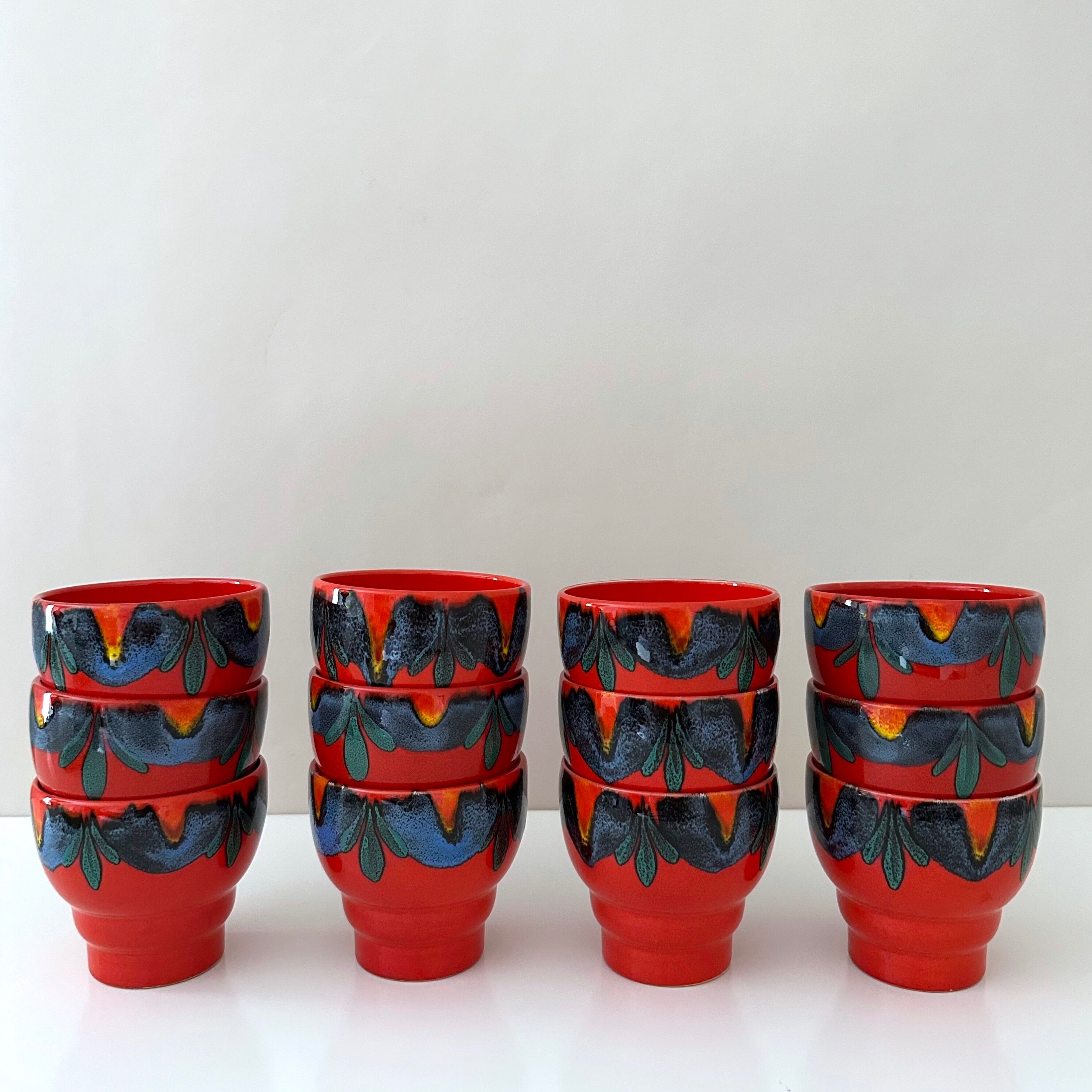 Punch bowl set with 12 cups, Wächtersbach Keramik Germany