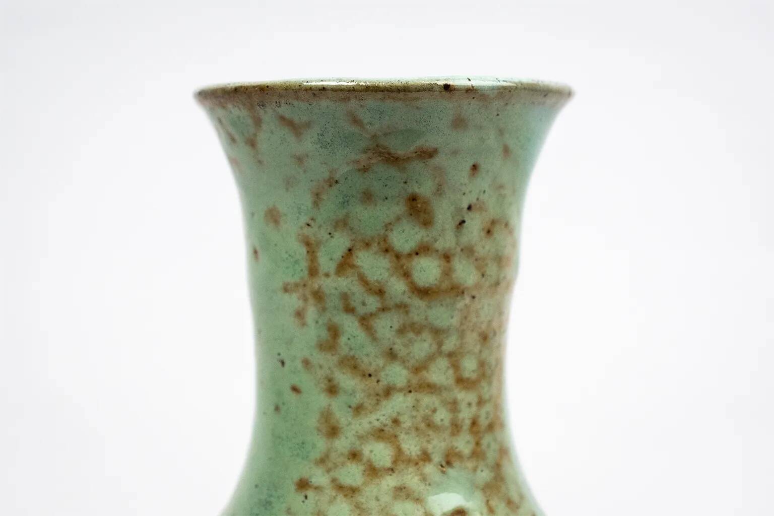 Eugène Lion, stoneware vase from Puisaye, Carriès school, turquoise glaze.