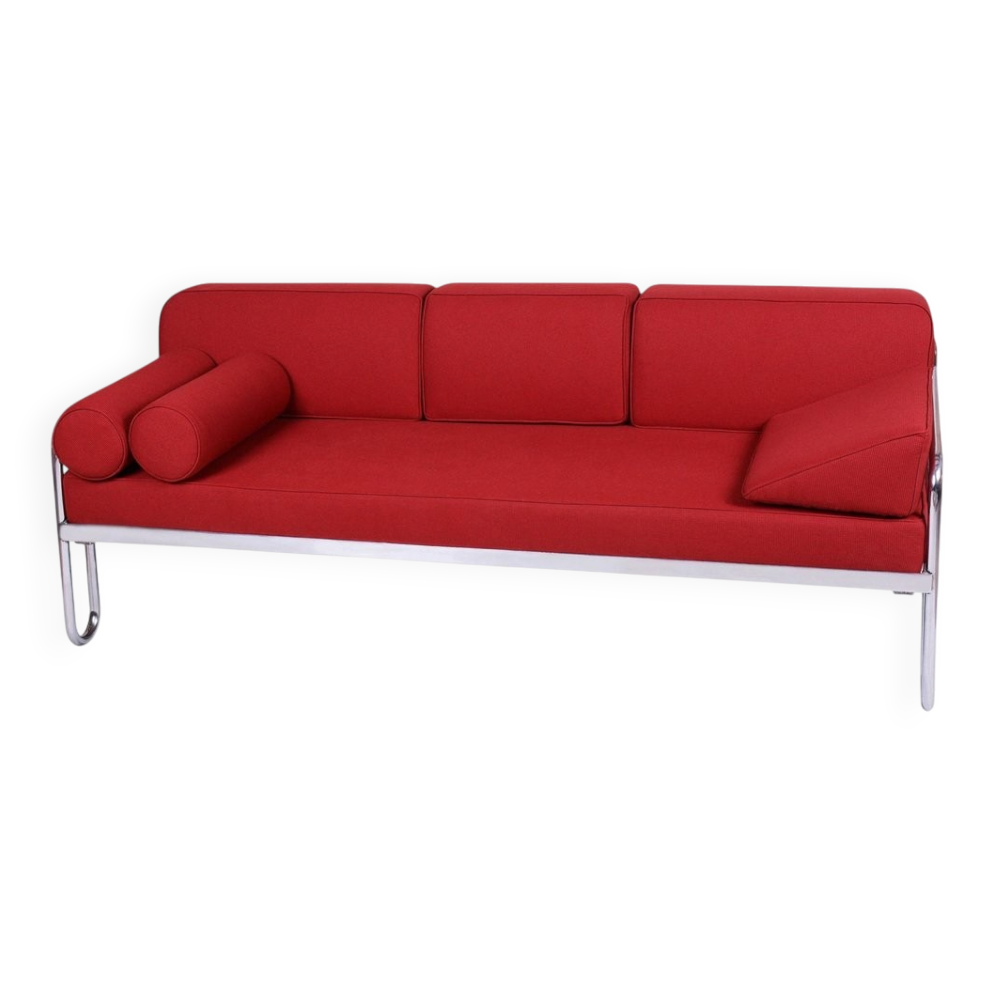 Bauhaus Sofa in Chrome and Upholstery by Hynek Gottwald, Czech, 1930s
