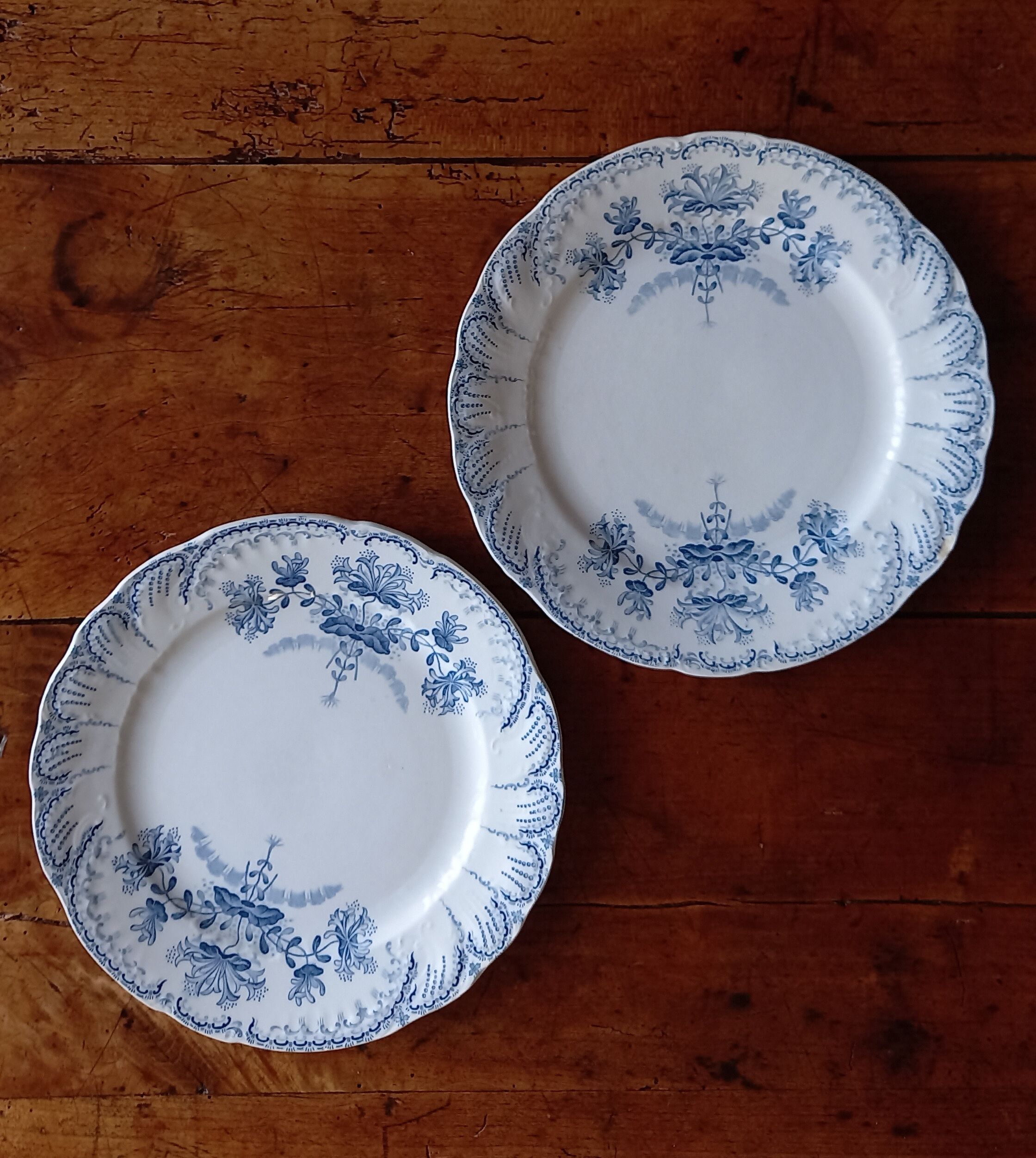 Pair of flat plates Terre de Fer "Régence" Saint-Amand & Hamage