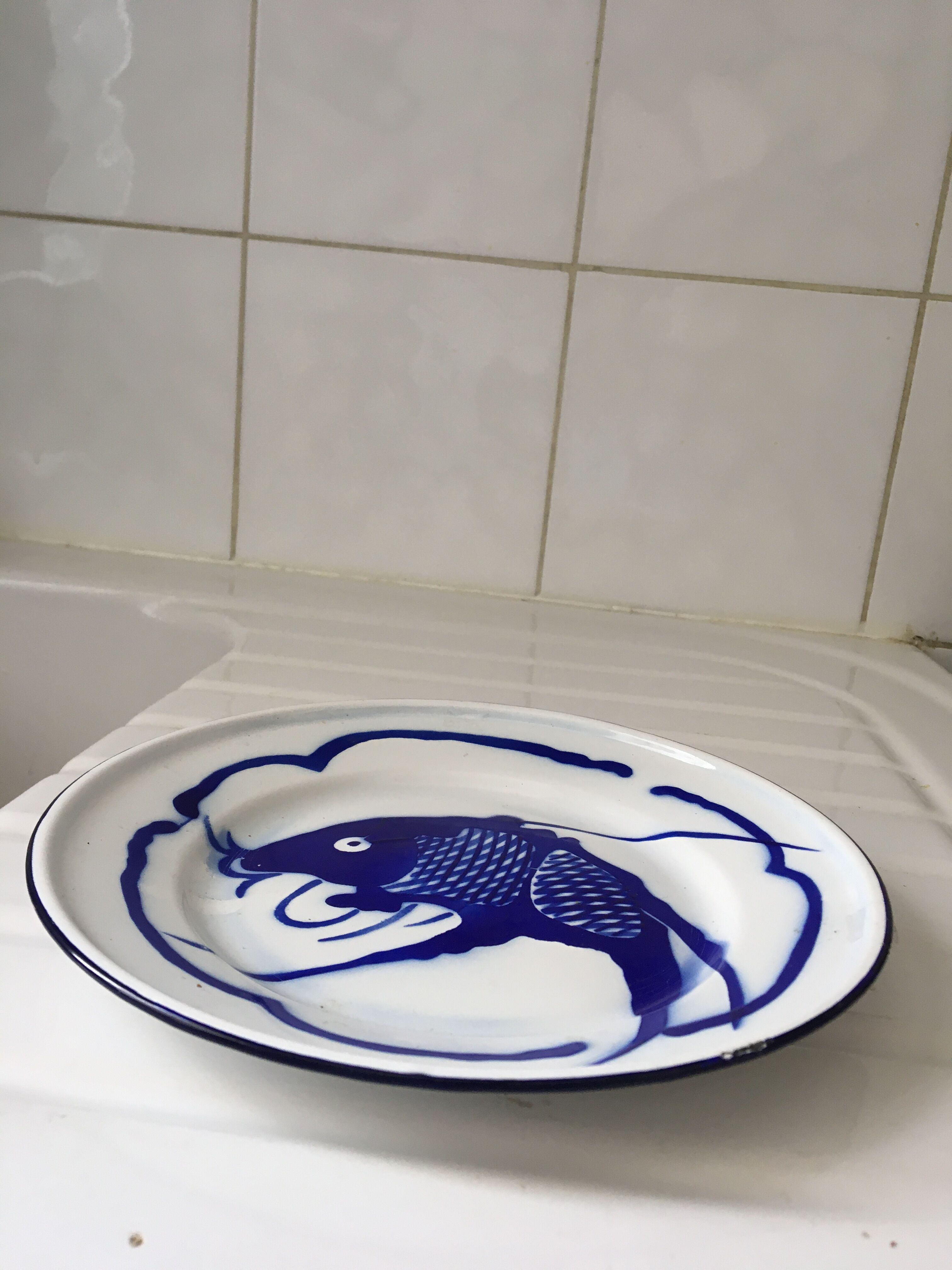 Chinese metal plate enamelled carp Koi