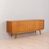 Sven Andersen Scandinavian long teak sideboard with 5 drawers, Norway, 1960