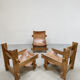 Vintage brutalist leather armchair 'Safari time'