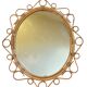 Oval rattan mirror from the 1950s France
