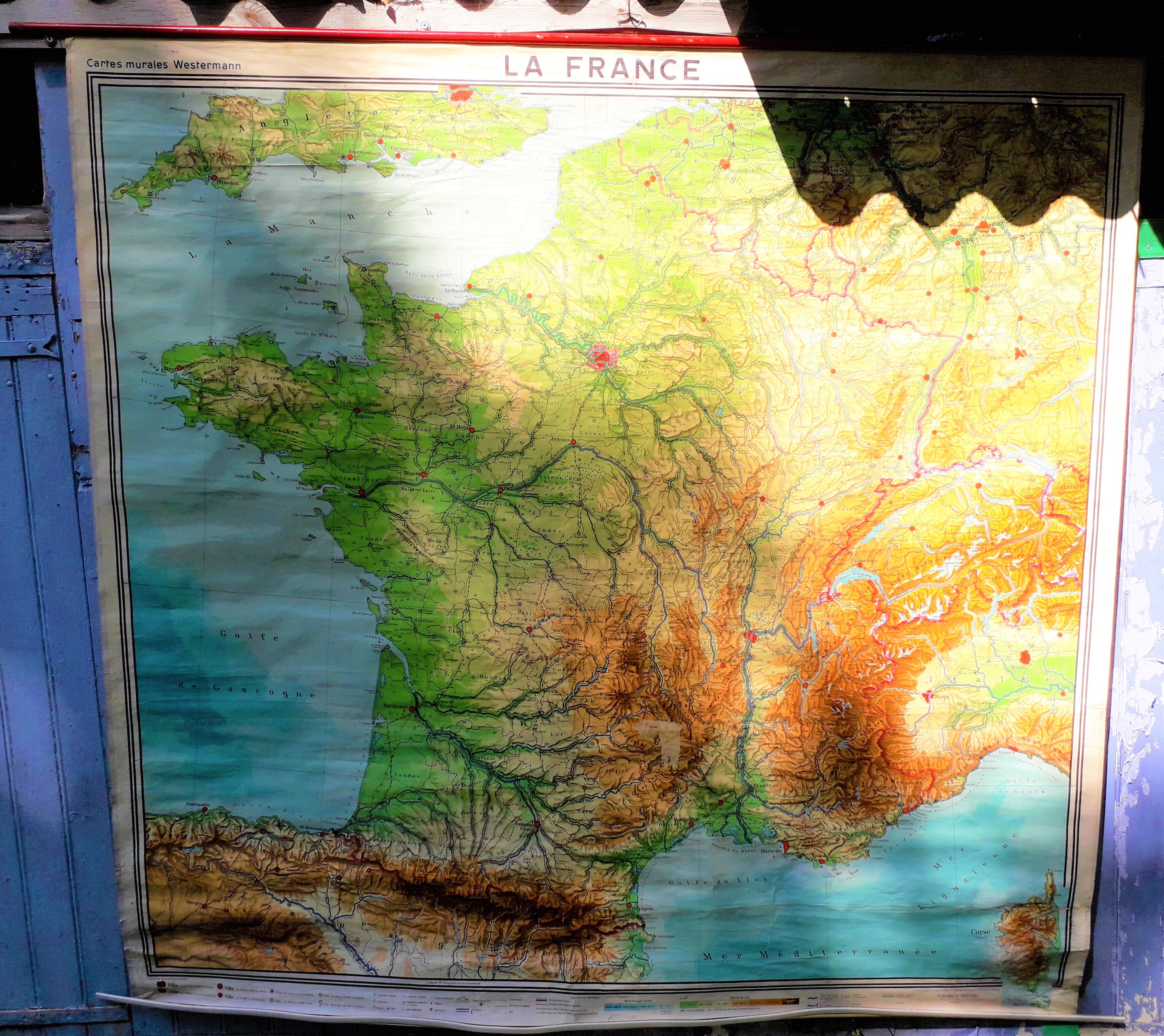 School poster map of France 60s