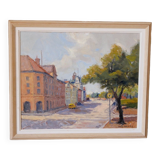Gustav Berlin, Swedish Modern Landscape, Oil on Panel, 1962, Framed