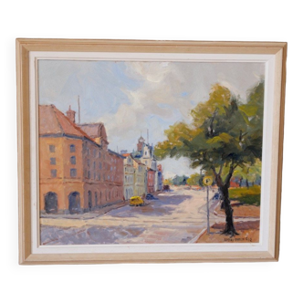 Gustav Berlin, Swedish Modern Landscape, Oil on Panel, 1962, Framed