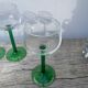 7 green glass stemmed glasses