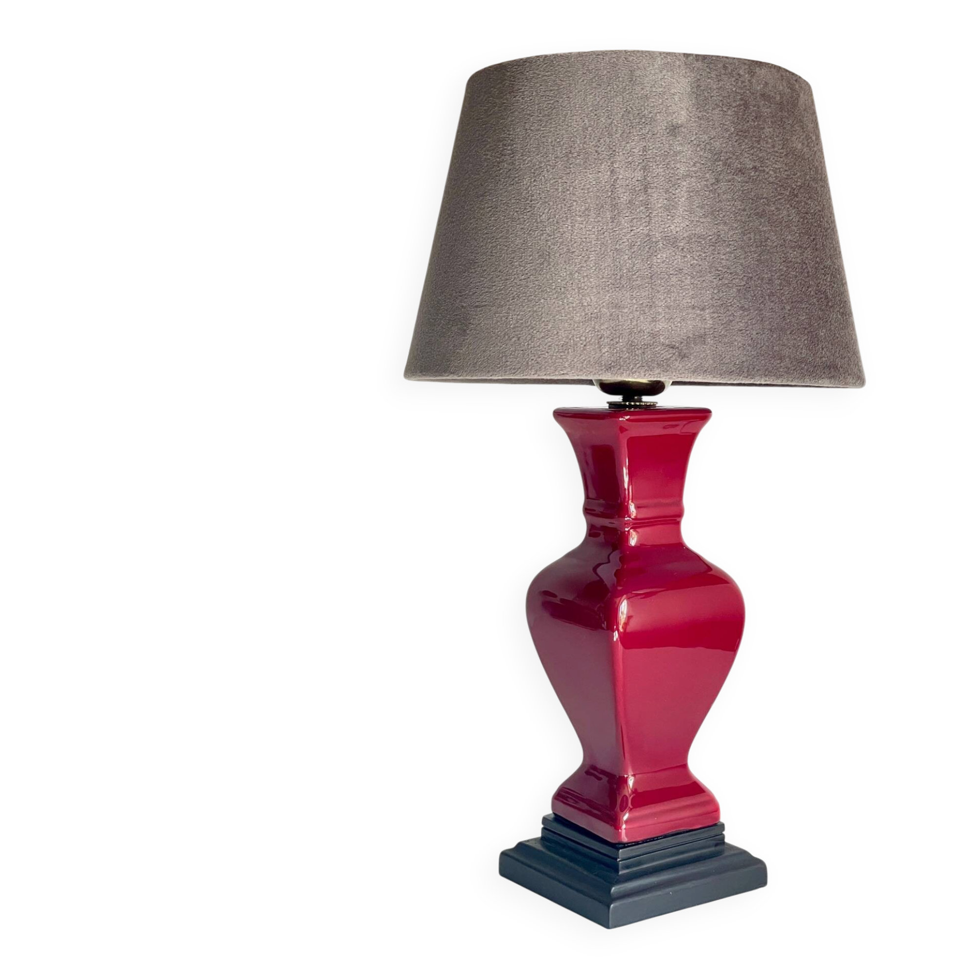 VINTAGE Chic Ceramic and Velvet LAMP