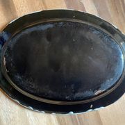 Ceramic plate, antique late 19th - early 20th century, known as "Cul-noir" from Normandy.