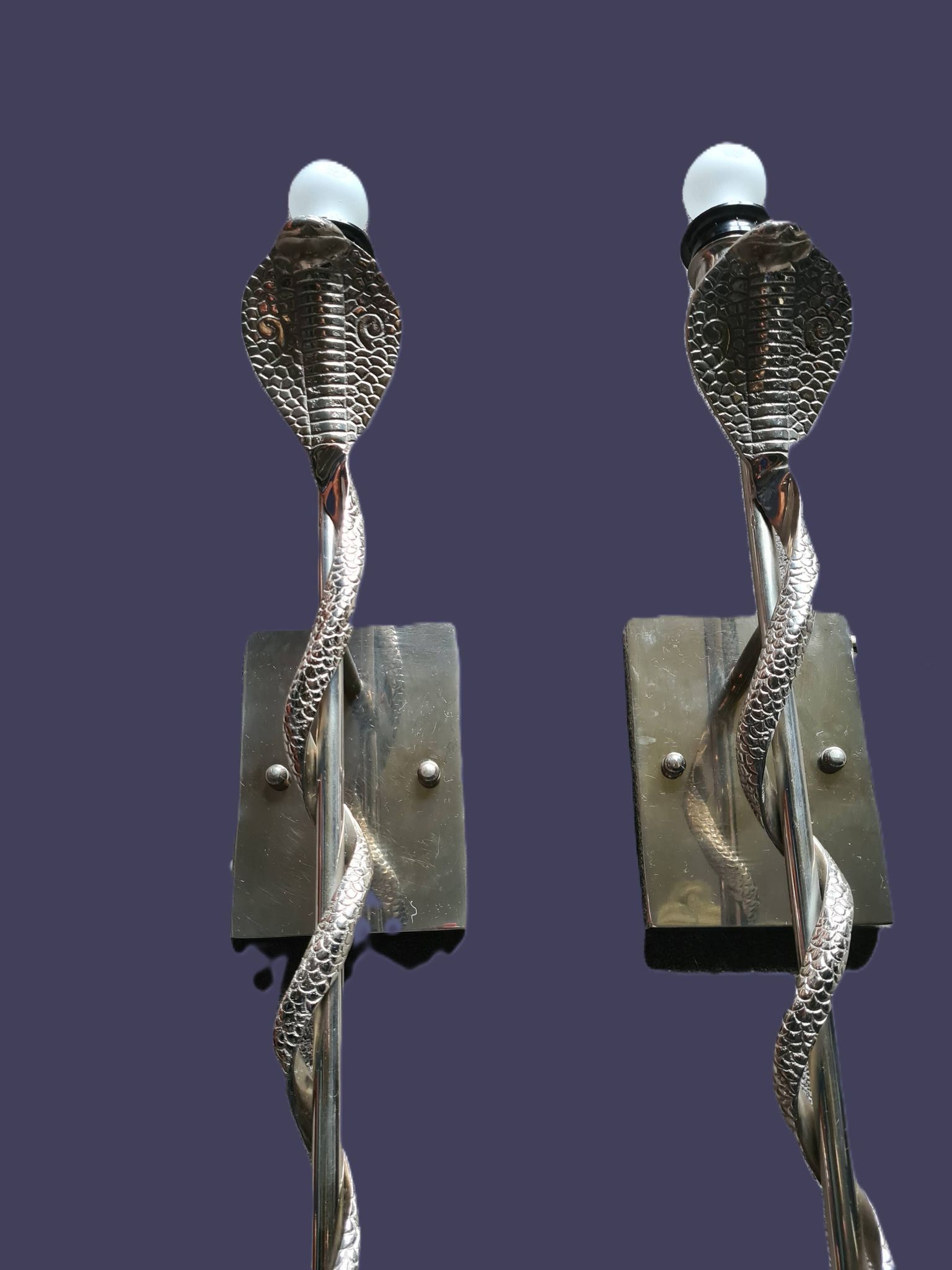 Heavy Pair of Cobra Wall Lights