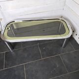 Chrome metal coffee table with smoked glass top from the 70s