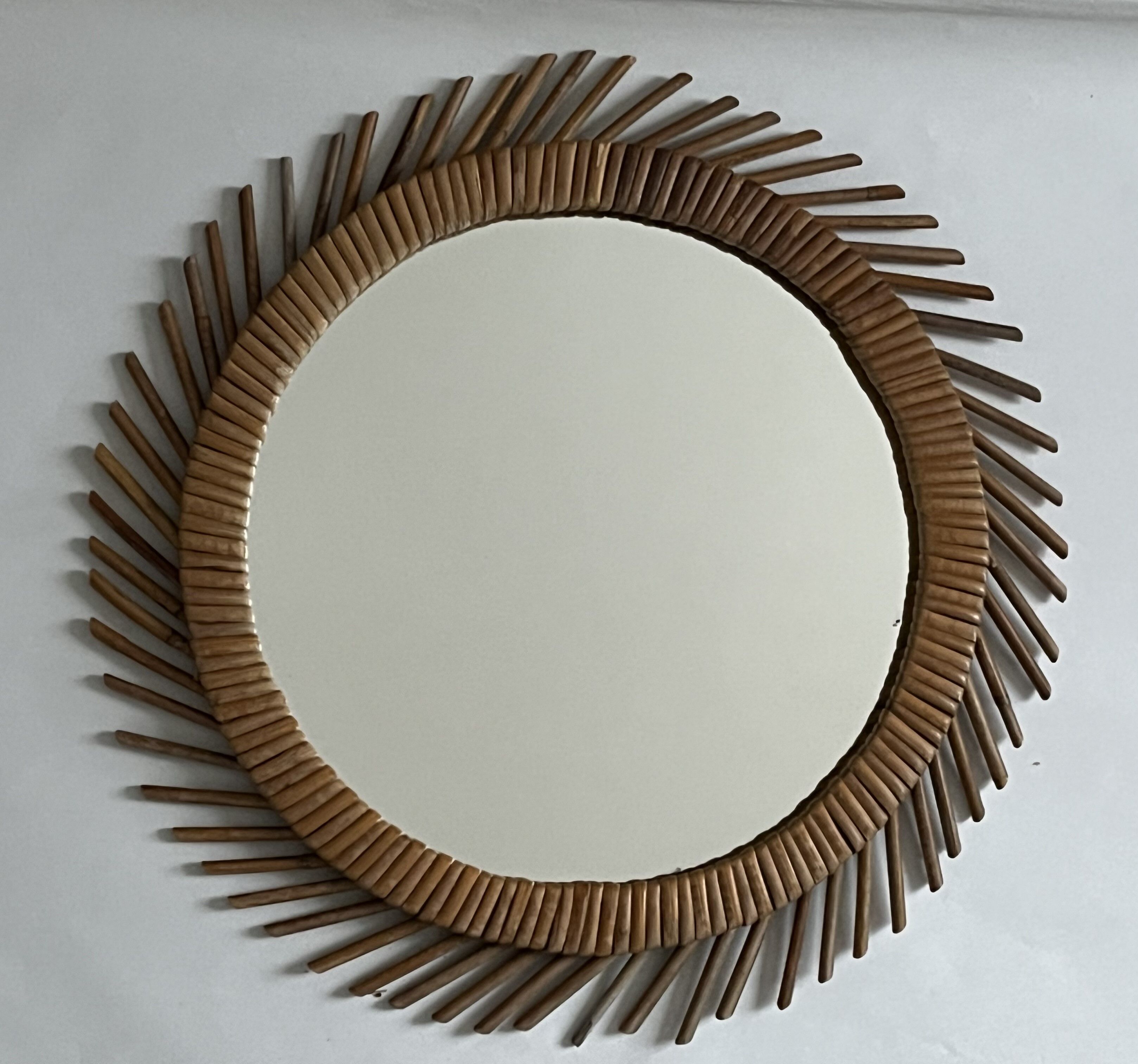 Rattan sun mirror