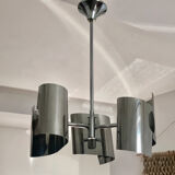 Chandelier in chromed metal and vintage stainless steel