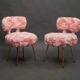 Pair of pink Pelfran moumoute chairs from the 60s and 70s