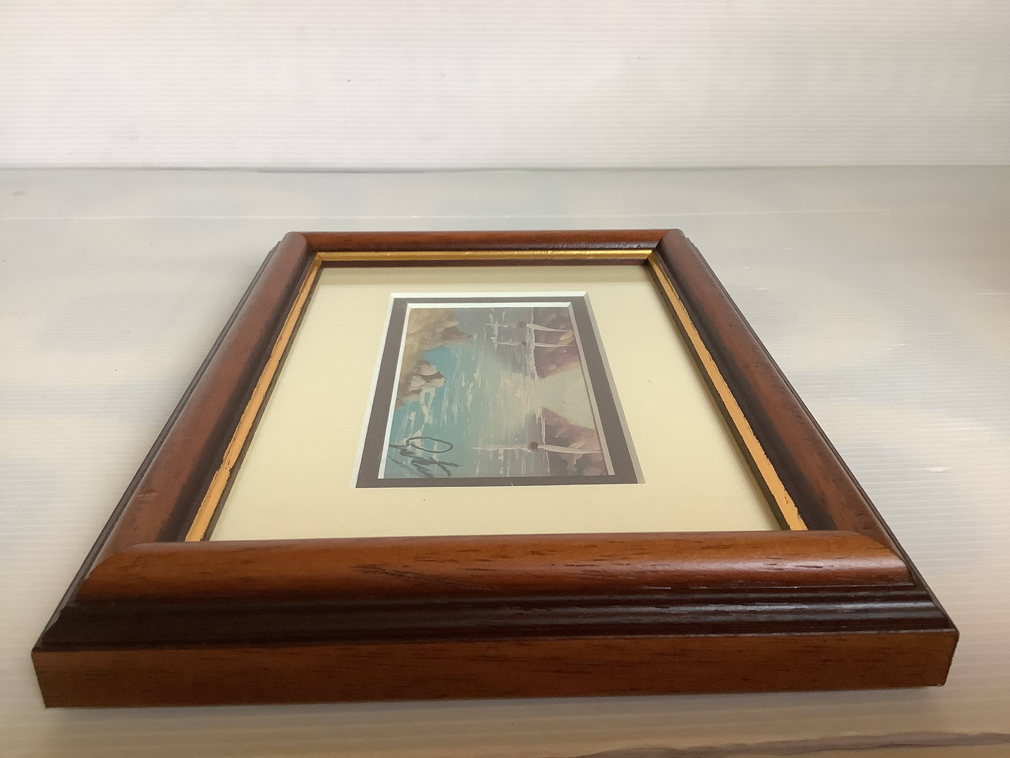 Small Marine painting, oil on panel, signed