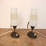 Mid-Century 60s lamp set – brass, glass, vintage design