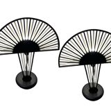 Architectural Black and White Murano Glass Rod Table Lamps Set of 2