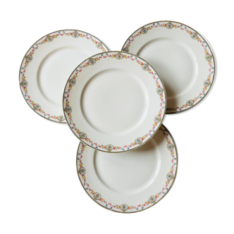 4 assiettes plates en porcelaine de Limoges
