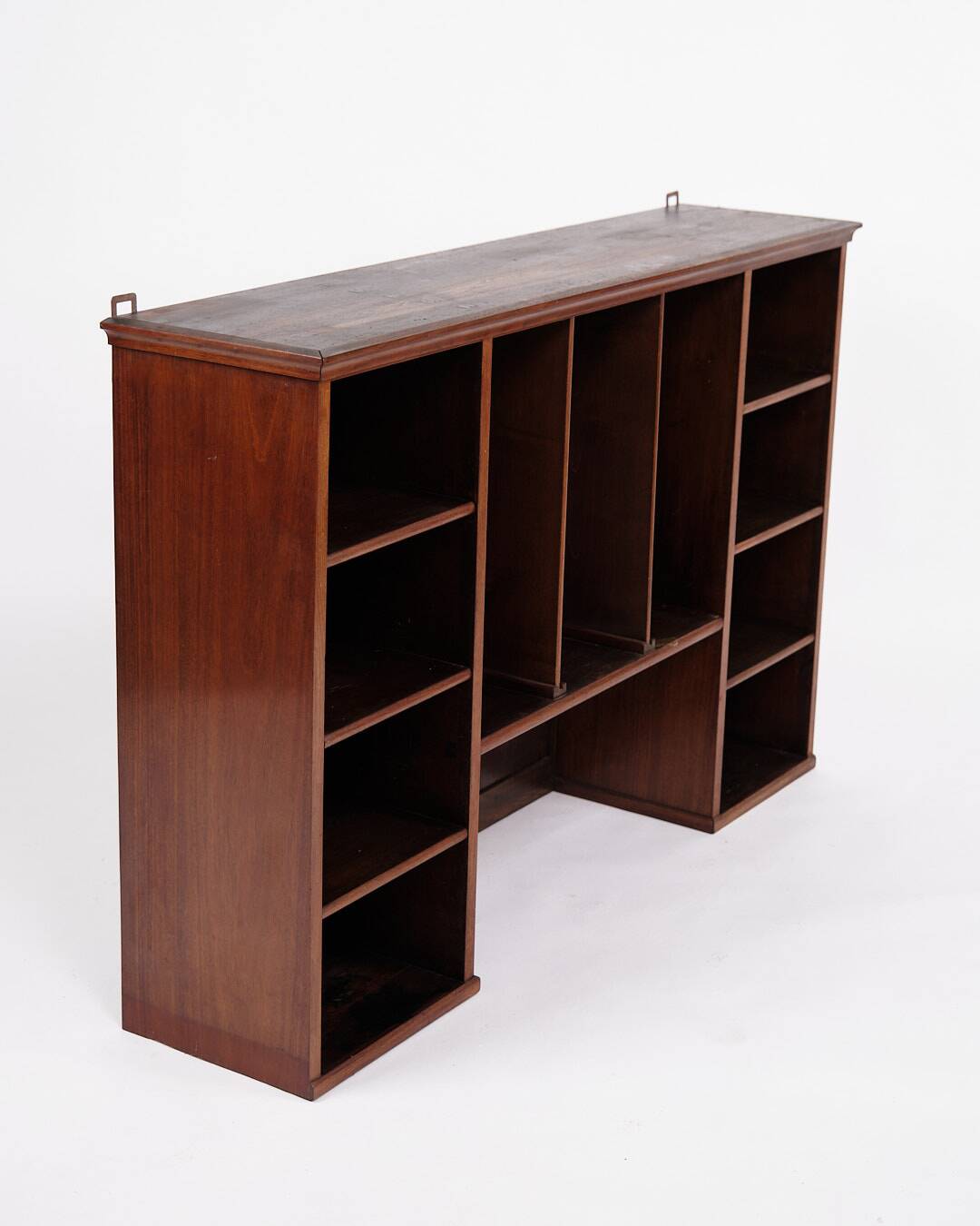 Wall-hung bookcase - hand-polished mahogany - shelf sections - 1890s