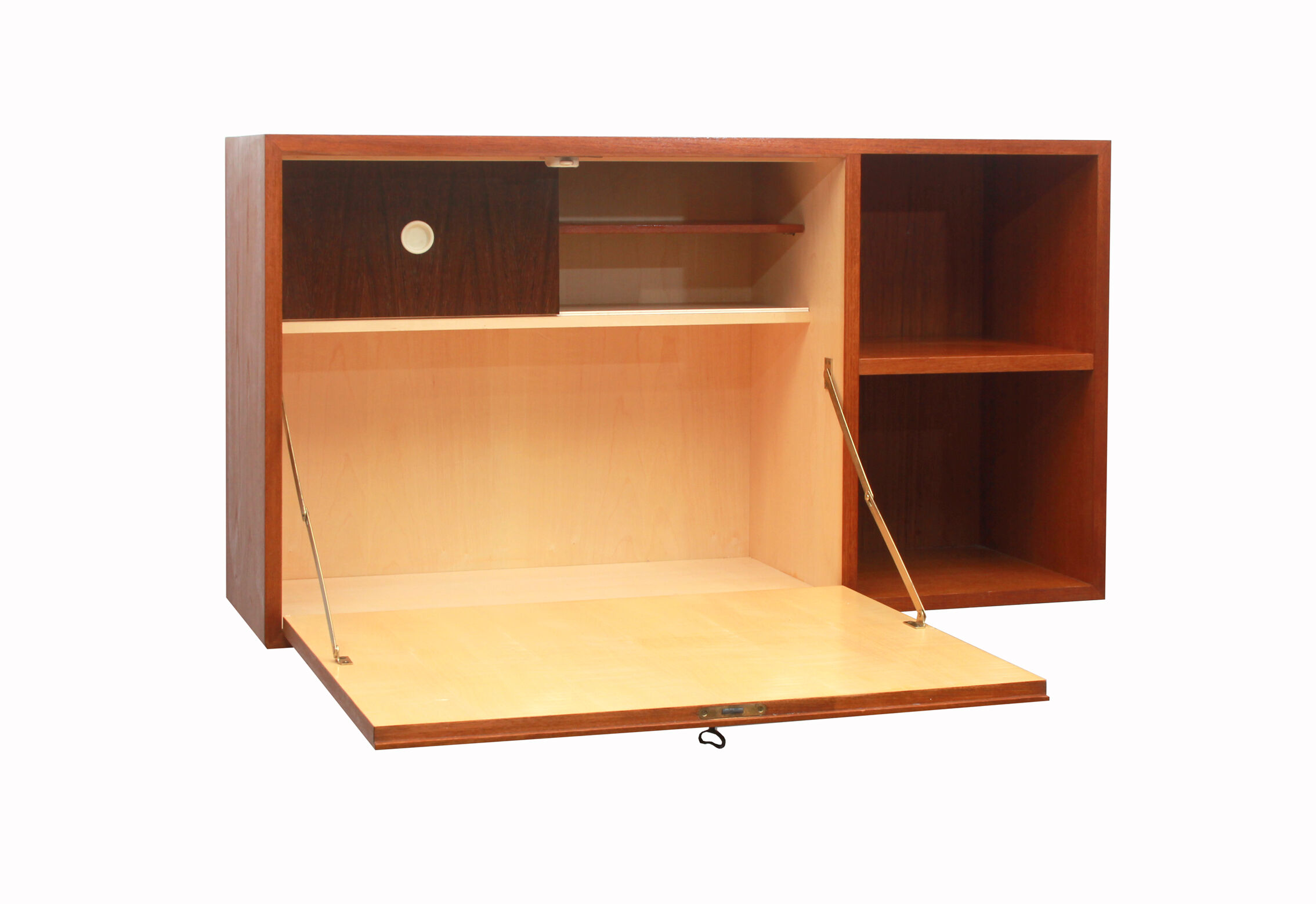 1960s floating wall secretary in teak