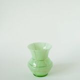 Clichy glass vase, mint green and gold, 1950