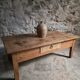 Antique cherry coffee table, rustic farmhouse table with drawer, circa 1750–1800.