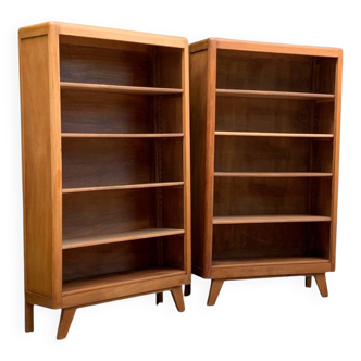 Pair of compass-legged bookcases, 1950s