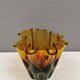 Beautiful ‘folded’ vase in amber-coloured glass. 1980-90s Finland