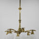 Art nouveau brass and glass chandelier