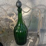 Bouteille en verre verte bouchon vert et étain ancienne