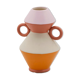Vase en terre cuite rose, écru, orange 21cm