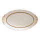 Oval dish. Limoges Montambert art porcelain. White matt gold rim;