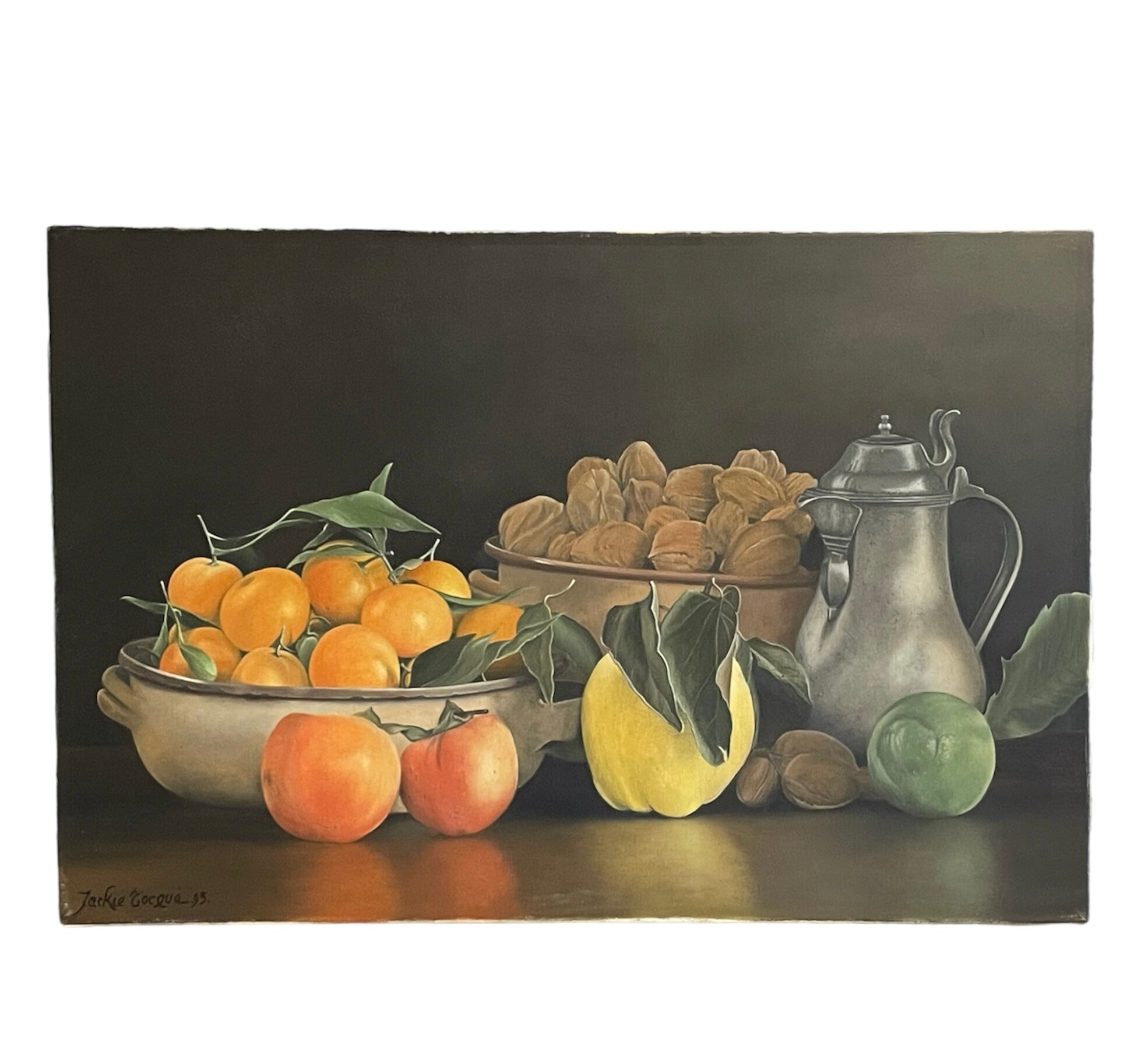 Oil on canvas, still life with fruit