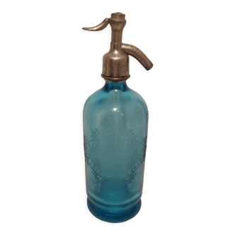 Siphon bleu à eau de Seltz marqué Poitiers