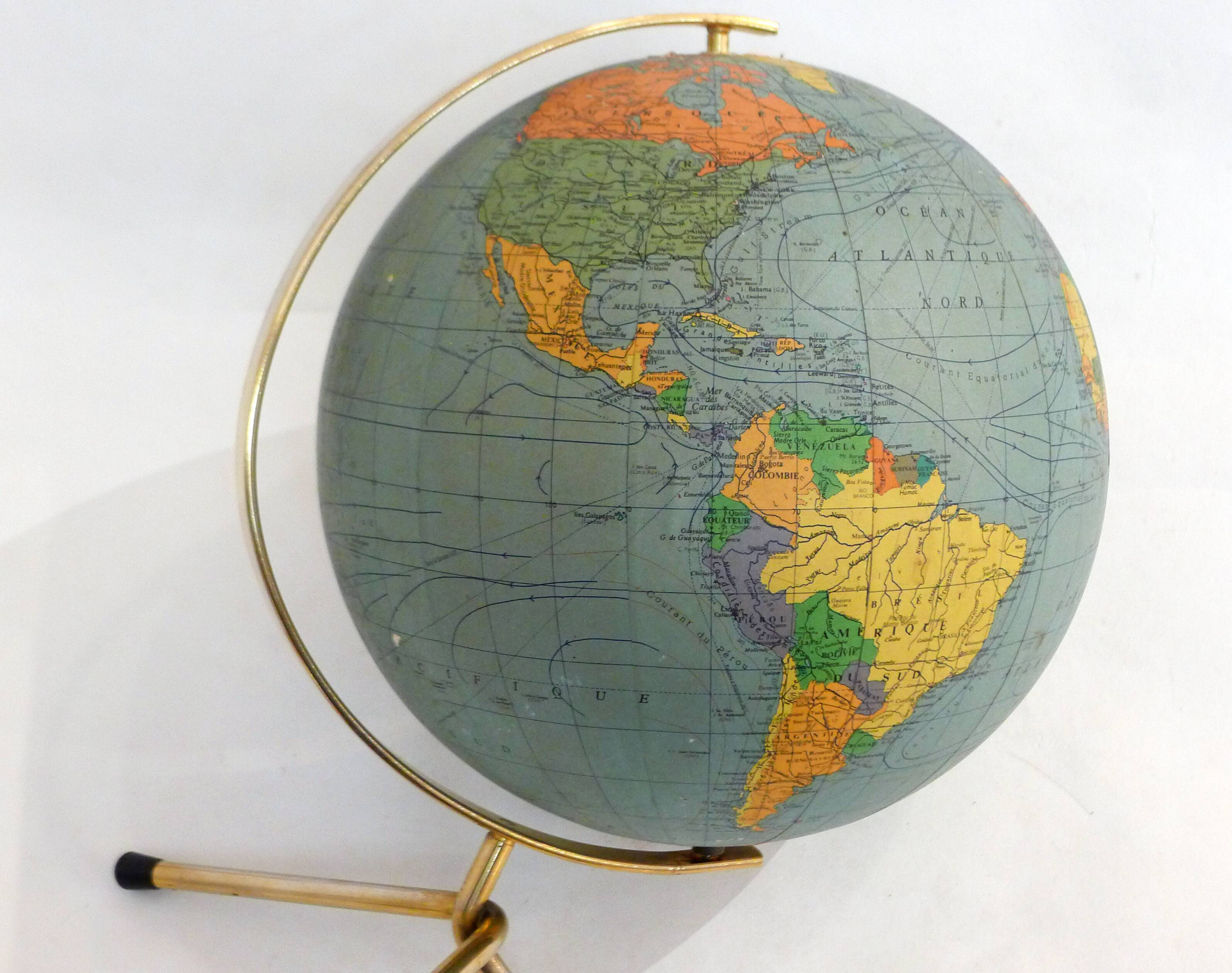 Tripod terrestrial globe 1960'