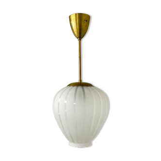 Swedish Art Deco pendant in brass and glass, 1940s