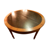 Napoleon III half-moon table in cherry and leather