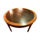 Napoleon III half-moon table in cherry and leather