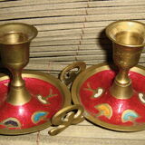 Set of 2 brass candle holders