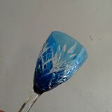 6 Roemer Saint Louis wine glasses in colored lined cut crystal signed