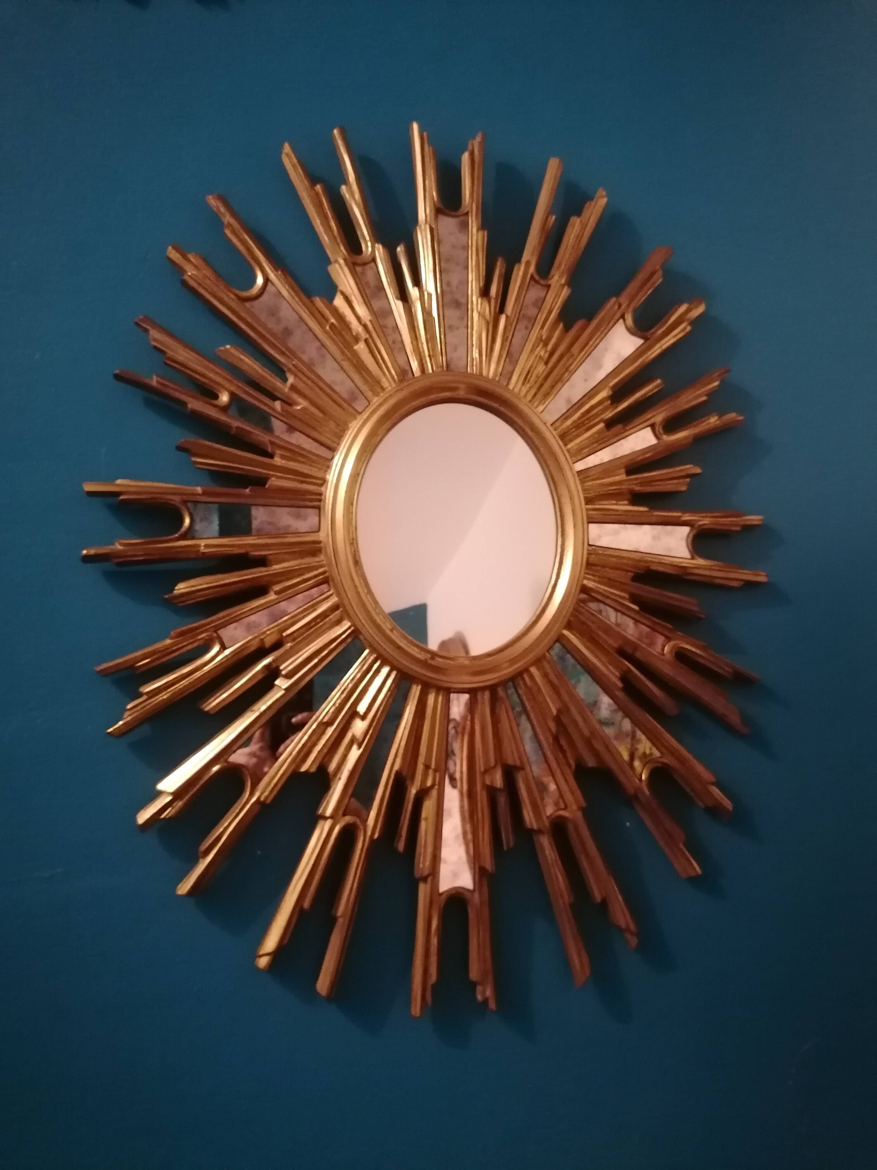 Large sun mirror with shutters - Mid century / Regency - Decknudt