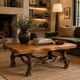 Solid wood coffee table - oak + vine roots