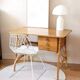 Vintage desk L. Sognot in wood and rattan