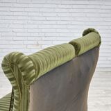 1950s, Danish 2-seater sofa, green furniture velour, beech wood.