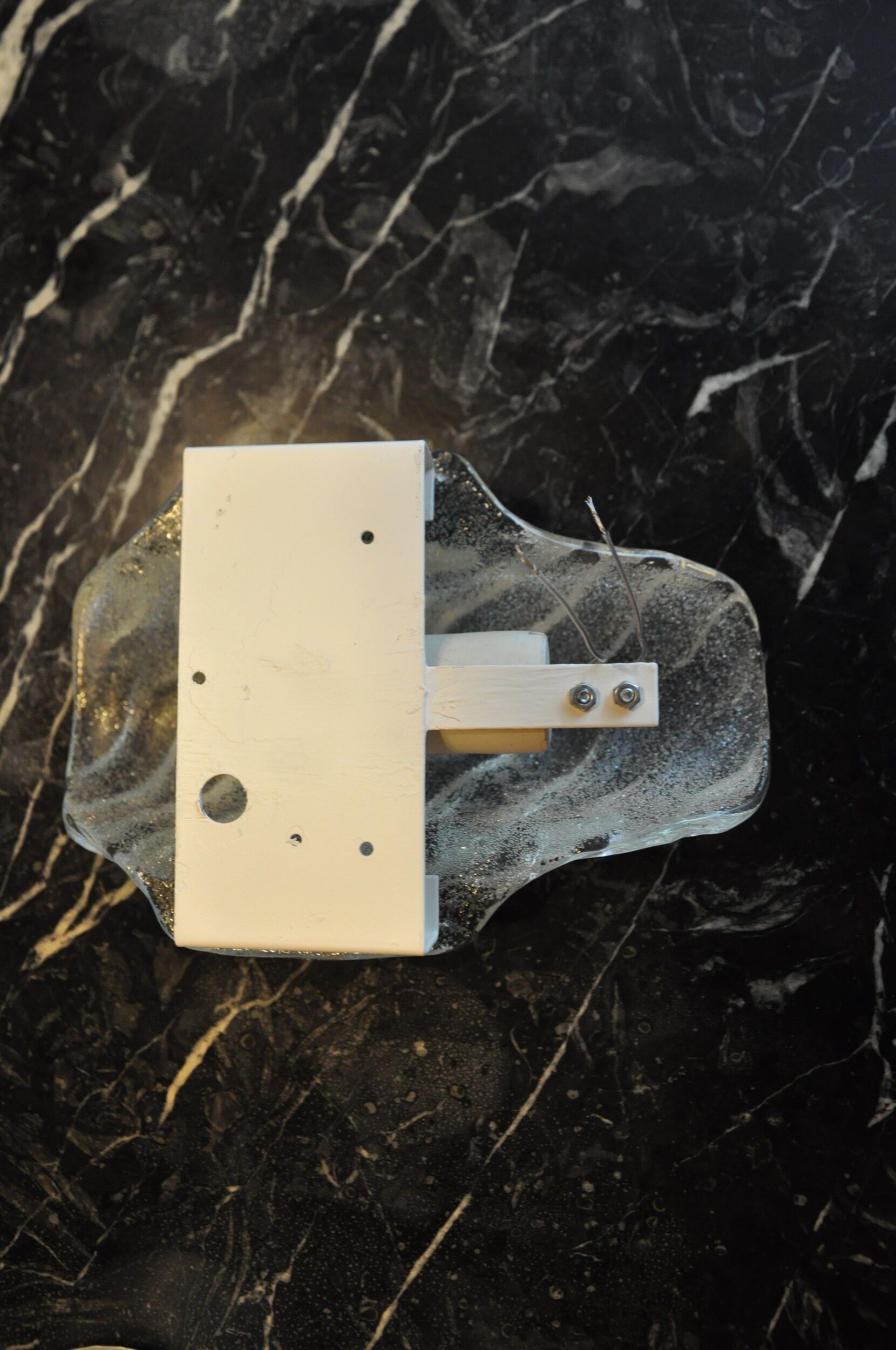 Frosted wall lamp, murano glass, italy, 1970